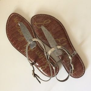 Sam Edelman Silver Glitter Gigi Thong Sandals